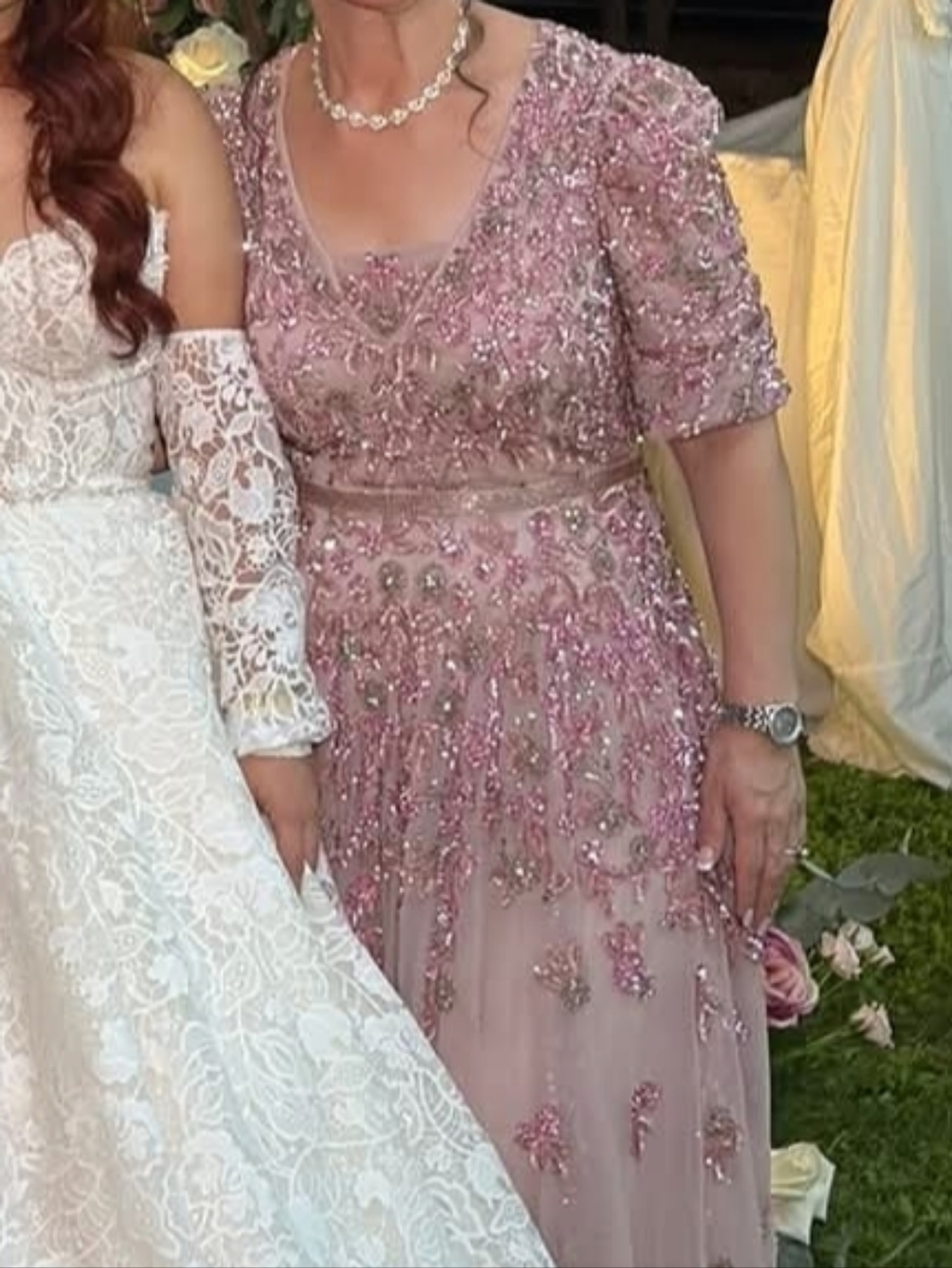 Mac Duggal Rose-Pink Size 6 Style: 5497 Embellished V-Neck Evening Gown - Picture 4 of 8